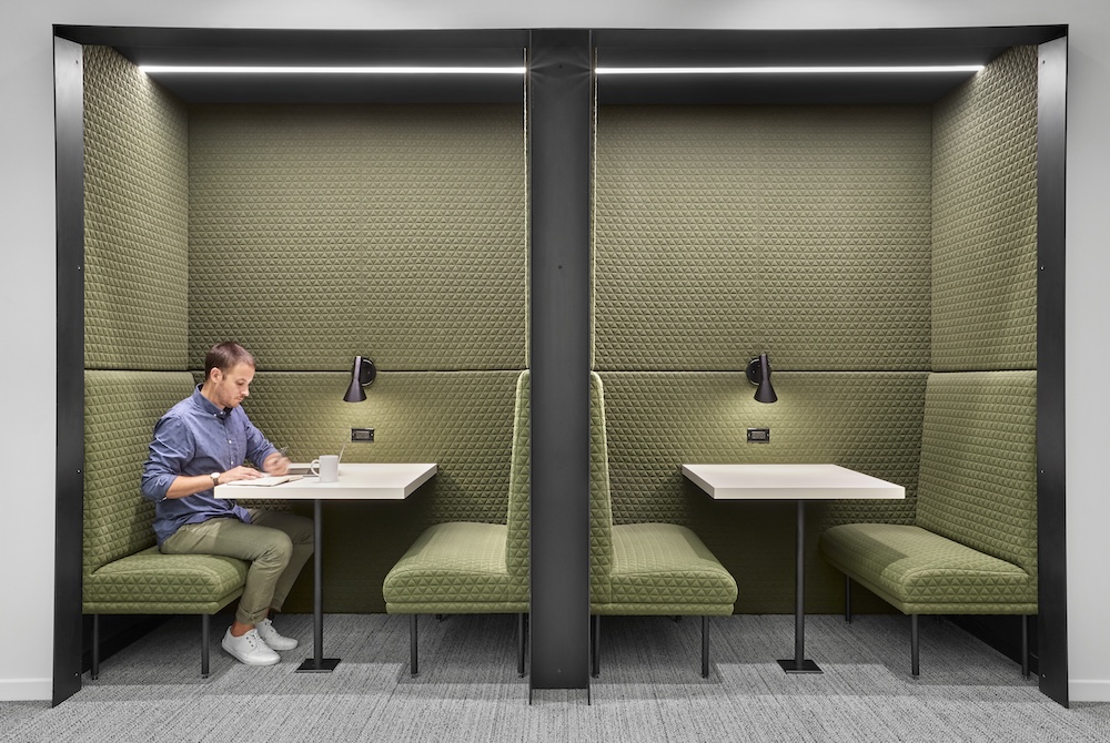 McDonalds Headquarters with man sitting in booth
