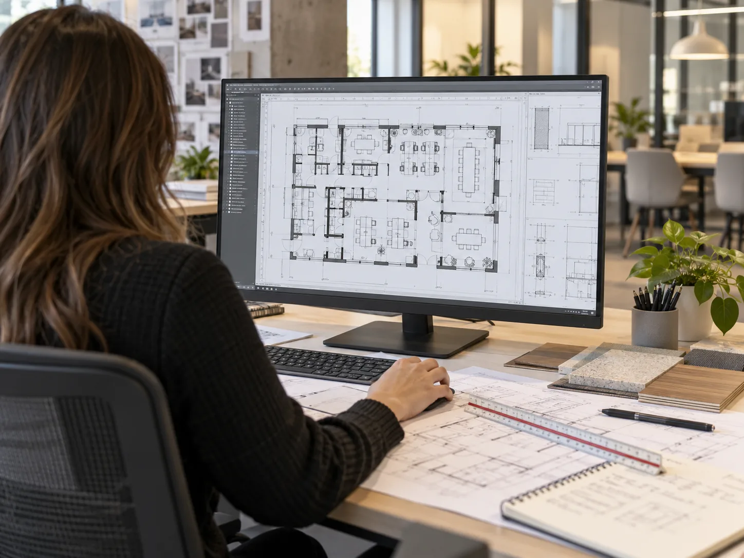 Architect working on a modern office layout